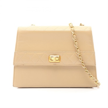 CHANEL Matelasse Vintage Chain Shoulder Crossbody Bag Lamb leather Beige Used CC