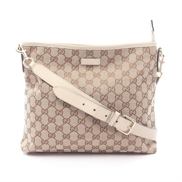 GUCCI GG canvas Shoulder crossbody Bag 388924 canvas leather Beige Used Women