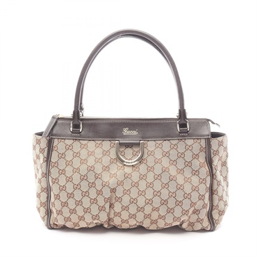 GUCCI Abbey GG canvas Tote shoulder Bag 189831 canvas leather Beige Brown Used