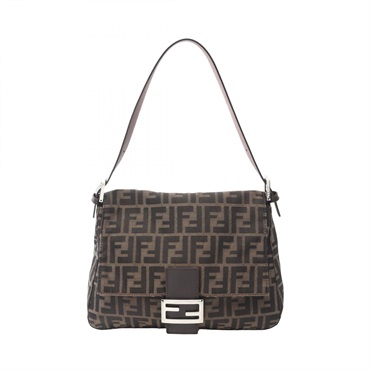 FENDI Zucca Shoulder Bag canvas leather Brown Used Women