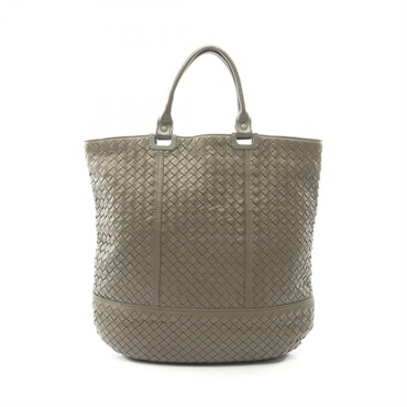 BOTTEGA VENETA Intrecciato Hand Tote Bag leather Gray Used Women