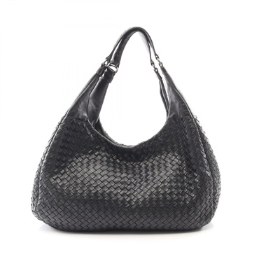 BOTTEGA VENETA Large Campana Intrecciato Shoulder Bag 124864 leather Black BV