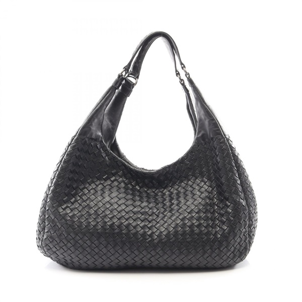 BOTTEGA VENETA Large Campana Intrecciato Shoulder Bag 124864 leather Black BV