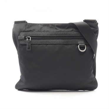 PRADA Triangle logo Crossbody Shoulder Bag Nylon Saffiano leather Black Used
