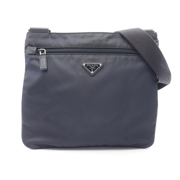 PRADA Triangle logo Shoulder Bag 2VH251 Nylon Saffiano leather Navy Used Women