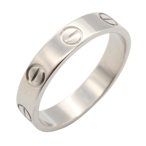 CARTIER Mini Love Ring 18KWG White Gold Used unisex US size 5.75 #49