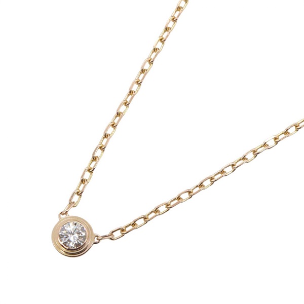 Clear Used  CARTIER d'amour SM Diamond Necklace Pendant 18KRG Gold Used Women