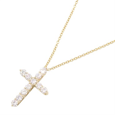 TIFFANY＆CO Small Cross Diamond Necklace 18KYG Yellow Gold Used women Pendant
