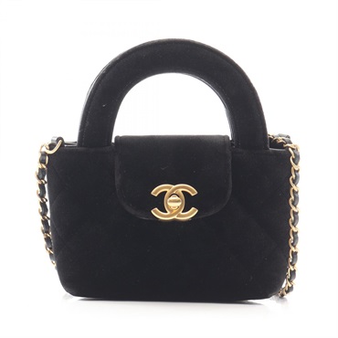 CHANEL Matelasse Hand Chain Shoulder Bag AP3435 Fabric Black Used Women GHW CC