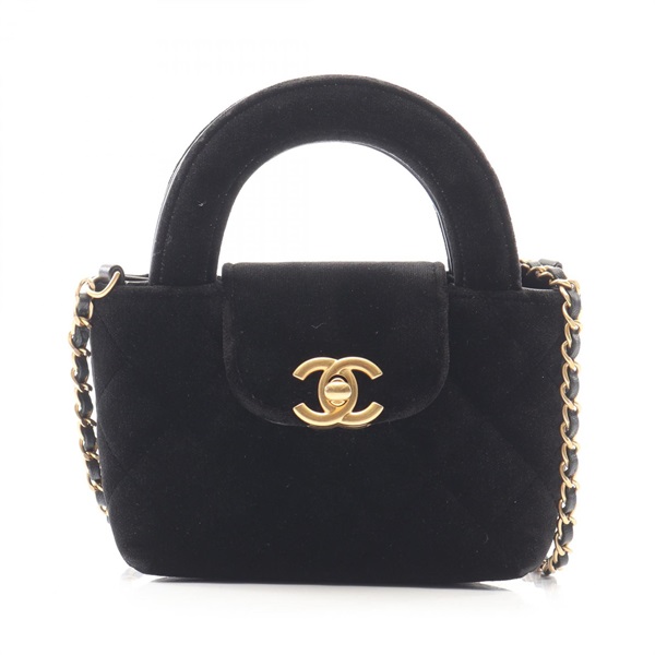 CHANEL Matelasse Hand Chain Shoulder Bag AP3435 Fabric Black Used Women GHW CC