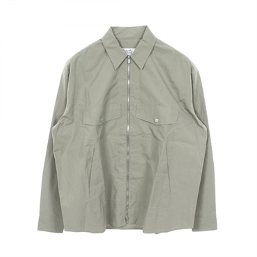 HERMES Serie Button Zip Up shirt #39 15 1/2 cotton Gray Used mens