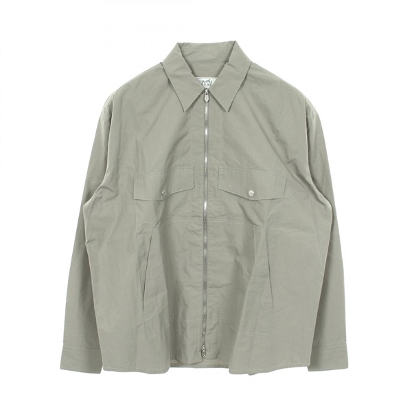 HERMES Serie Button Zip Up shirt #39 15 1/2 cotton Gray Used mens