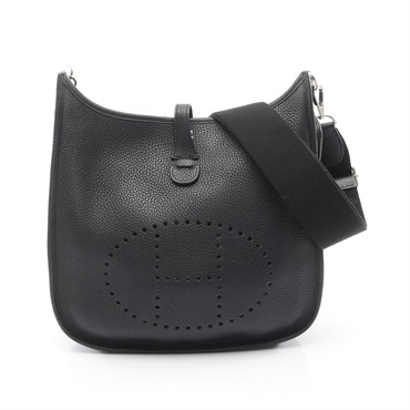 HERMES Evelyne 3 PM Shoulder Crossbody Bag Clemence leather Black SHW Used T