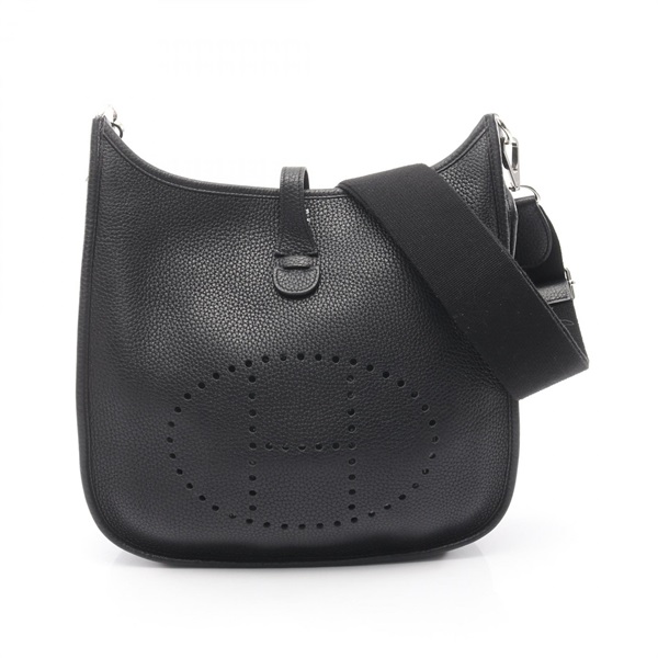 HERMES Evelyne 3 PM Shoulder Crossbody Bag Clemence leather Black SHW Used T