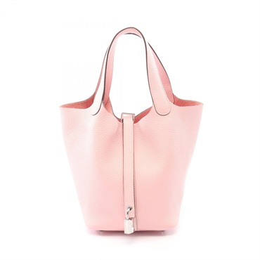 HERMES Picotin Lock PM tote Handbag 056289CK Taurillon Clemence Rose sakura SHW