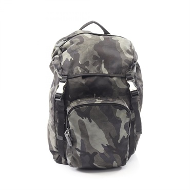 PRADA camouflage Rucksack Backpack bag 2VZ135 Nylon Saffiano leather Green used