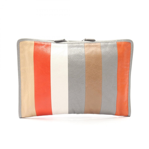 BALENCIAGA BAZAR Business clutch bag 443658 leather Gray Multicolor Used