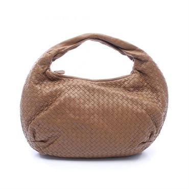 BOTTEGA VENETA Intrecciato Shoulder Bag Lambskin sheep leather Brown Used Women