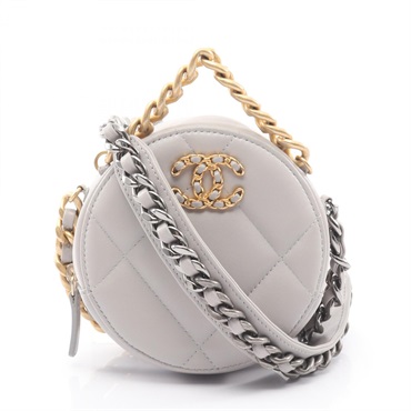 CHANEL CHANEL 19 Matelasse Shoulder Bag Lambskin sheep leather Gray Used CC