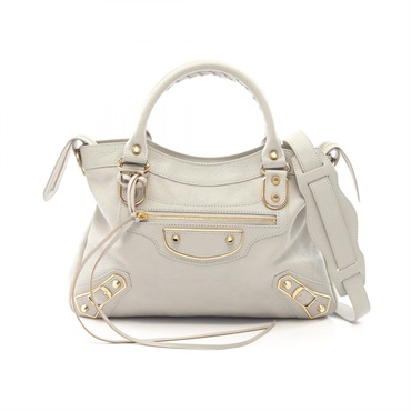 BALENCIAGA Classic Metallic Edge City Crossbody Handbag 390149 leather Gray Used