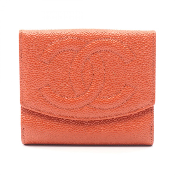 CHANEL COCO Mark Double Sided Wallet A13496 leather Brown Used Women GHW CC