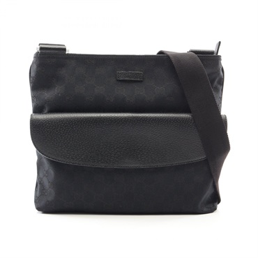 GUCCI GG canvas Shoulder Crossbody Bag 256100 canvas leather Black Used Women