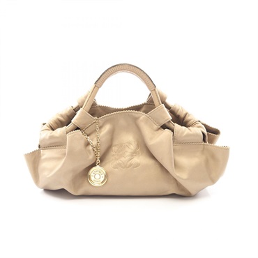 LOEWE Nappa Aire Wide-open Handbag leather Gold Used Women