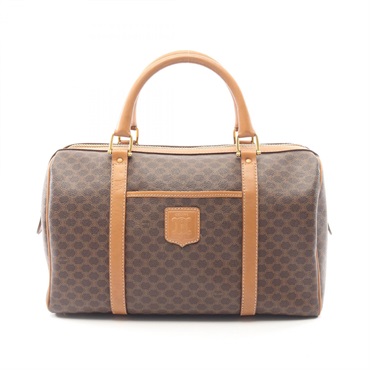 CELINE Macadam Duffel Handbag PVC coated canvas leather Brown Used Women