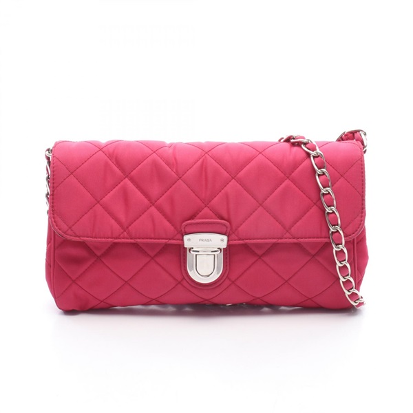 PRADA TESSUTO IMPUNTU chain crossbody Shoulder Bag BP0584 Nylon leather magenta