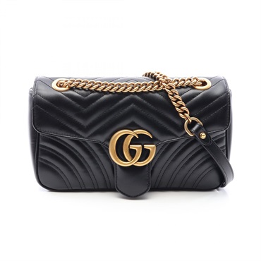 GUCCI GG Marmont Quilting Small Chain Shoulder Bag 443497 leather Black Used