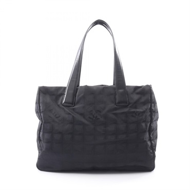 CHANEL New Travel Line MM Tote Bag A15991 leather Nylon canvas Black Used GHW CC
