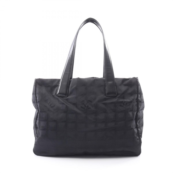 CHANEL New Travel Line MM Tote Bag A15991 leather Nylon canvas Black Used GHW CC