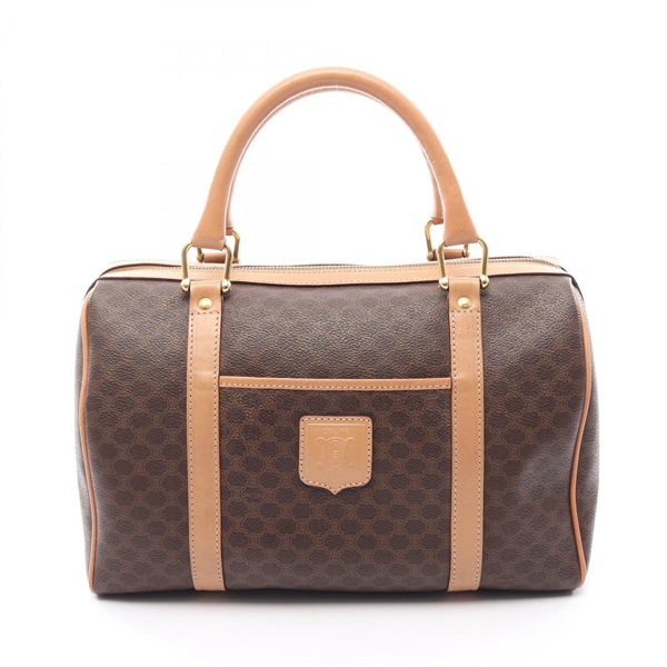 CELINE Macadam Mini Duffel Handbag PVC coated canvas leather Brown Beige Used