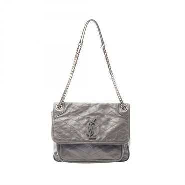 SAINT LAURENT PARIS NIKI Medium Chain Shoulder Bag 498894 leather Gray Used