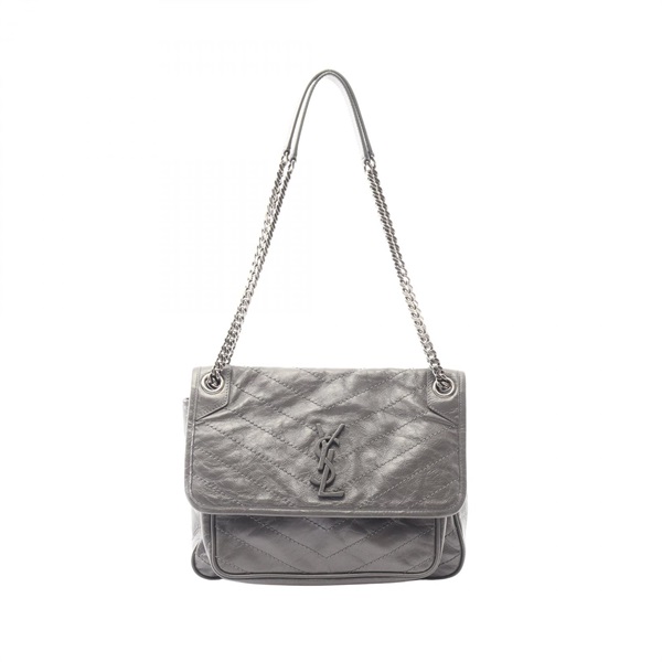 SAINT LAURENT PARIS NIKI Medium Chain Shoulder Bag 498894 leather Gray Used
