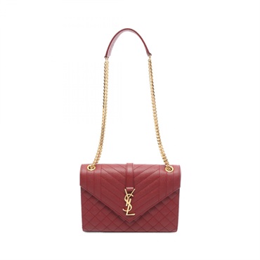 SAINT LAURENT PARIS Envelope medium Chain Shoulder Bag 600185 leather Red Used
