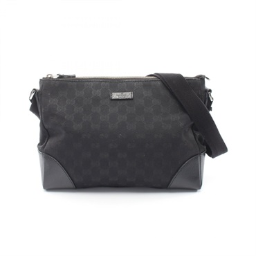 GUCCI GG canvas Shoulder Crossbody Bag 114273 canvas leather Black Used Women