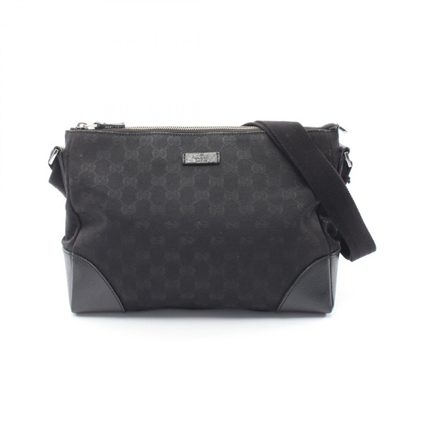 GUCCI GG canvas Shoulder Crossbody Bag 114273 canvas leather Black Used Women