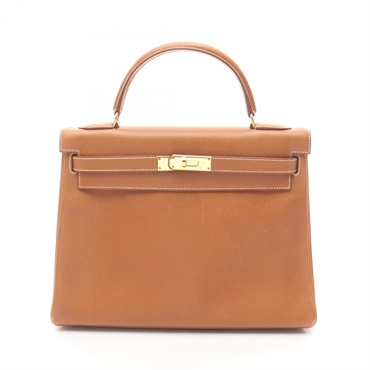 HERMES Kelly 32 Retourne Shoulder Handbag Courchevel leather Gold GHW Used Z