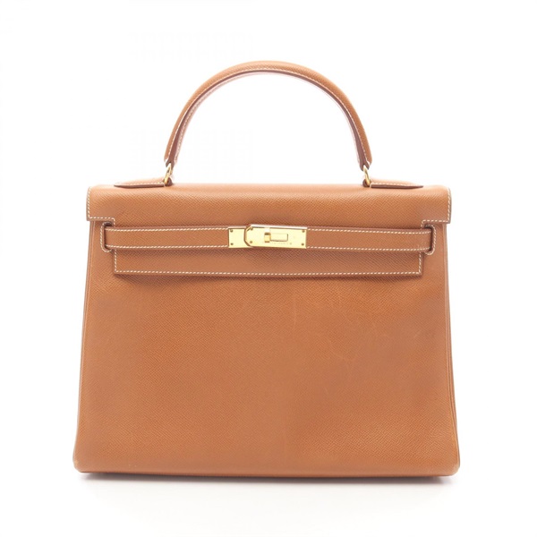 HERMES Kelly 32 Retourne Shoulder Handbag Courchevel leather Gold GHW Used Z