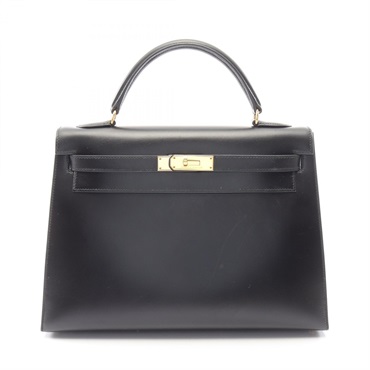 HERMES Kelly 32 Sellier Shoulder Handbag 001858CC Box calf leather BK SHW Used Y
