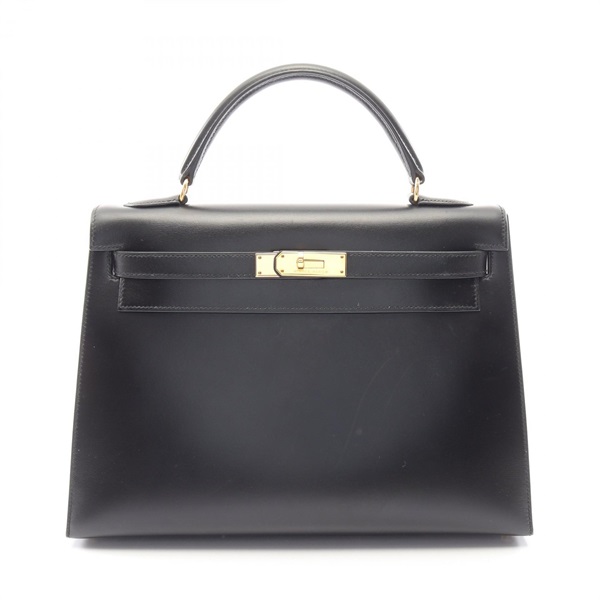 HERMES Kelly 32 Sellier Shoulder Handbag 001858CC Box calf leather BK SHW Used Y