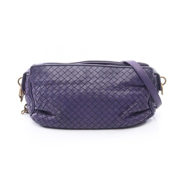 BOTTEGA VENETA Intrecciato Crossbody Shoulder Bag leather Purple Used Women