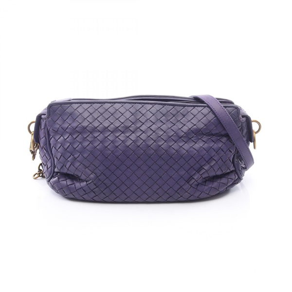 BOTTEGA VENETA Intrecciato Crossbody Shoulder Bag leather Purple Used Women