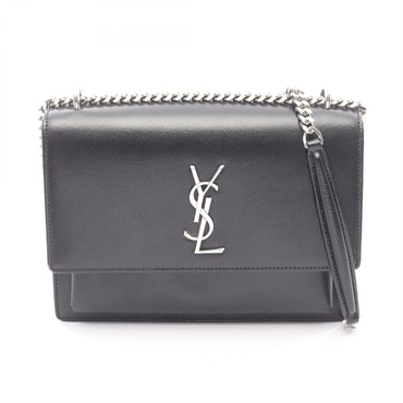 SAINT LAURENT PARIS Sunset chain Shoulder Bag 442906 leather Black Used Women