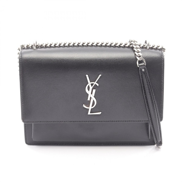 SAINT LAURENT PARIS Sunset chain Shoulder Bag 442906 leather Black Used Women