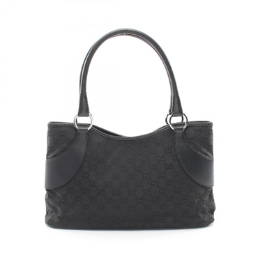 GUCCI GG canvas Tote Shoulder Handbag 113015 canvas leather Black Used Women