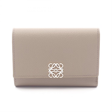 LOEWE Anagram Vertical Wallet Small Tri-fold wallet leather Gray NEW Women