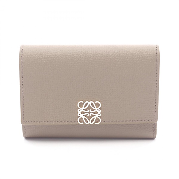 LOEWE Anagram Vertical Wallet Small Tri-fold wallet leather Gray NEW Women