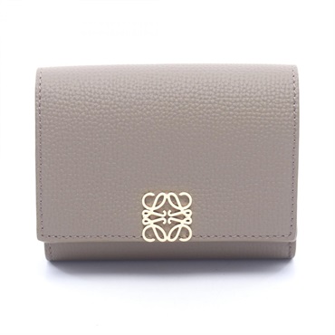 LOEWE Anagram Trifold Wallet C821TR2X163170 leather Gray NEW Women GHW